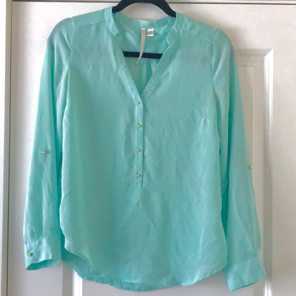 Lauren Conrad | Blue Blouse with Gold Buttons